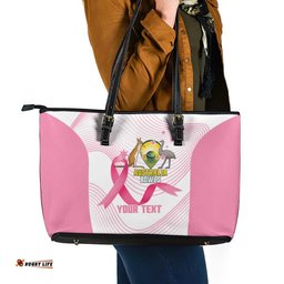 Custom Bowls Australia Breast Cancer Leather Tote Bag Pink Ribbon Curve Sporty LT14