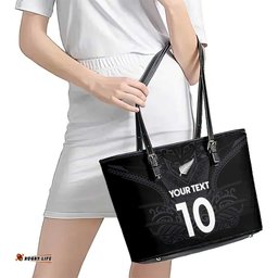 Custom Aotearoa Rugby Leather Tote Bag The Blacks-Sporty T90 Style LT03