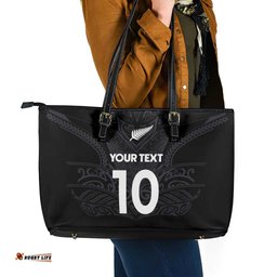 Custom Aotearoa Rugby Leather Tote Bag The Blacks-Sporty T90 Style LT03