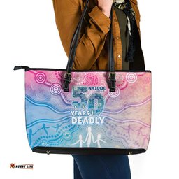 Australia NAIDOC Week 2026 50 Years Deadly Leather Tote Bag Celestial Glows LT7