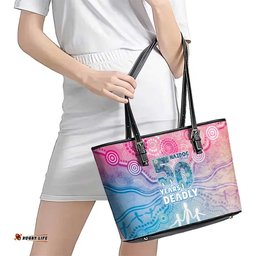 Australia NAIDOC Week 2026 50 Years Deadly Leather Tote Bag Celestial Glows LT7