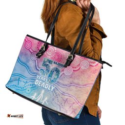 Australia NAIDOC Week 2026 50 Years Deadly Leather Tote Bag Celestial Glows LT7