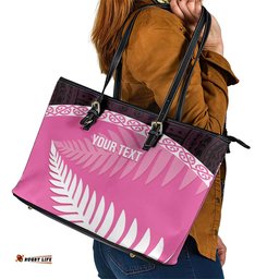 Custom New Zealand Aotearoa Cricket Leather Tote Bag Go White Silver Fern LT14