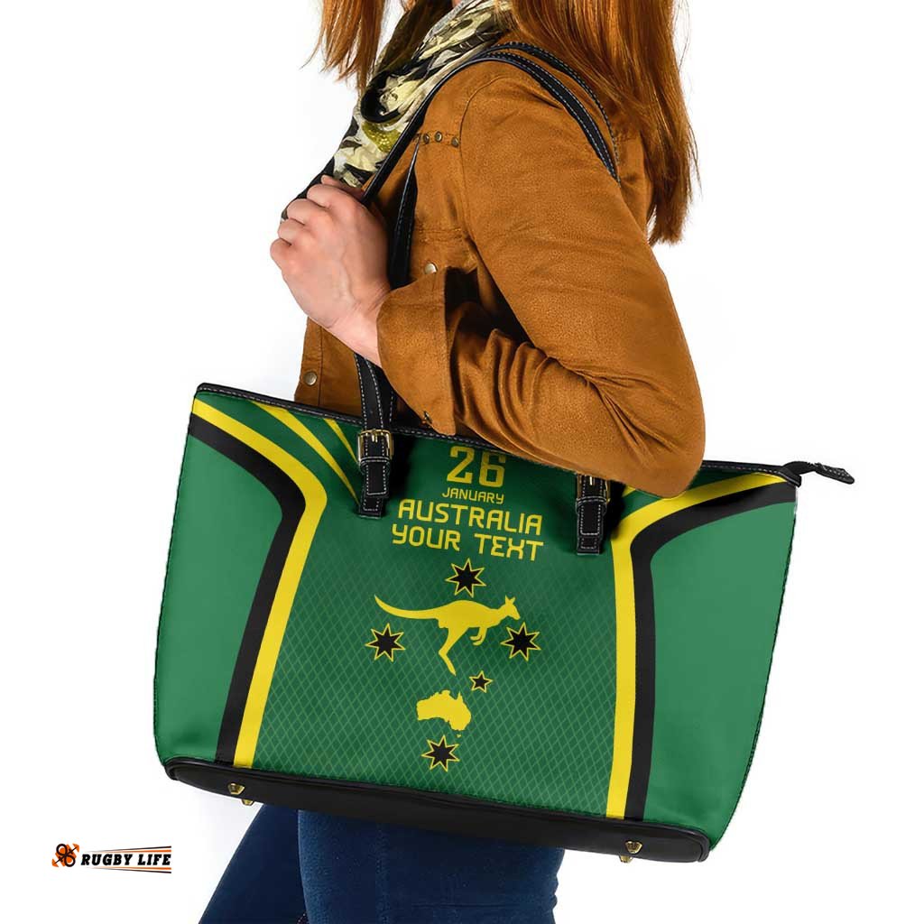 Australia Day 26 January Personalised Leather Tote Bag With National Color LT9