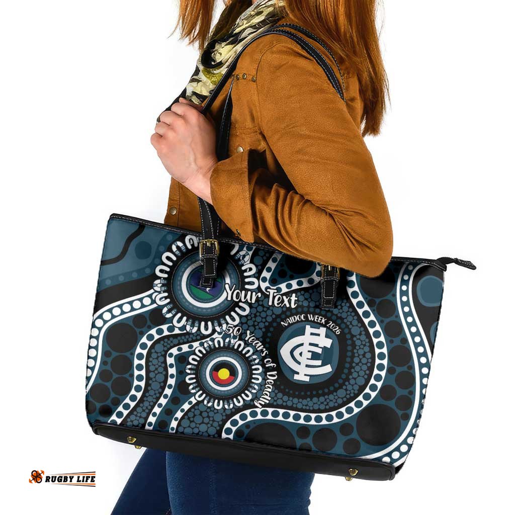 Carlton NAIDOC Week 2026 Personalised Leather Tote Bag 50 Years of Deadly Aboriginal Art LT14