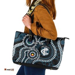Carlton NAIDOC Week 2026 Personalised Leather Tote Bag 50 Years of Deadly Aboriginal Art LT14