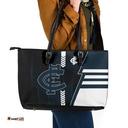 Carlton Blues Leather Tote Bag Modern Geometric Sports Graphic Style TS04