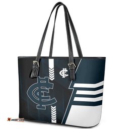 Carlton Blues Leather Tote Bag Modern Geometric Sports Graphic Style TS04