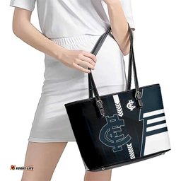 Carlton Blues Leather Tote Bag Modern Geometric Sports Graphic Style TS04