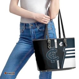 Carlton Blues Leather Tote Bag Modern Geometric Sports Graphic Style TS04