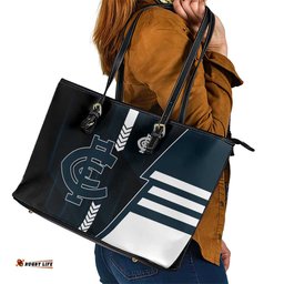 Carlton Blues Leather Tote Bag Modern Geometric Sports Graphic Style TS04