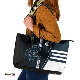 Carlton Blues Leather Tote Bag Modern Geometric Sports Graphic Style TS04