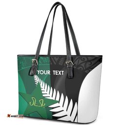 Custom New Zealand And Pakistan Cricket Leather Tote Bag 2025 Black Cap Shaheens Together LT14