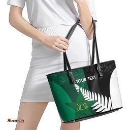 Custom New Zealand And Pakistan Cricket Leather Tote Bag 2025 Black Cap Shaheens Together LT14