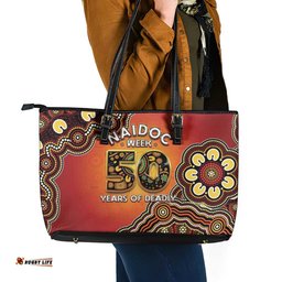 Australia Indigenous NAIDOC Week 2026 Leather Tote Bag 50 Years Of Deadly LT05