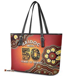 Australia Indigenous NAIDOC Week 2026 Leather Tote Bag 50 Years Of Deadly LT05