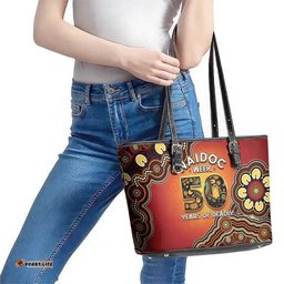 Australia Indigenous NAIDOC Week 2026 Leather Tote Bag 50 Years Of Deadly LT05