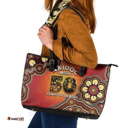 Australia Indigenous NAIDOC Week 2026 Leather Tote Bag 50 Years Of Deadly LT05