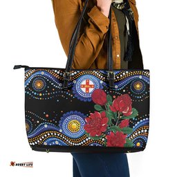 Australia New South Wales Waratahs Leather Tote Bag Aboriginal Dot Art LT9