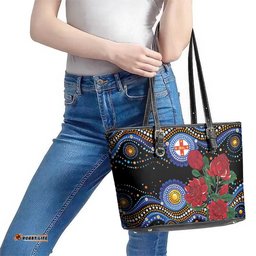 Australia New South Wales Waratahs Leather Tote Bag Aboriginal Dot Art LT9
