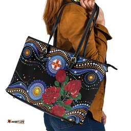 Australia New South Wales Waratahs Leather Tote Bag Aboriginal Dot Art LT9