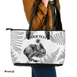 Custom New Zealand Kiwi Football Leather Tote Bag Aotearoa Silver Fern LT14