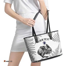Custom New Zealand Kiwi Football Leather Tote Bag Aotearoa Silver Fern LT14