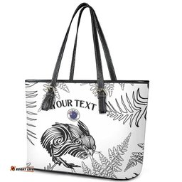 Custom New Zealand Kiwi Football Leather Tote Bag Aotearoa Silver Fern LT14