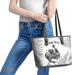 Custom New Zealand Kiwi Football Leather Tote Bag Aotearoa Silver Fern LT14