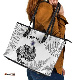 Custom New Zealand Kiwi Football Leather Tote Bag Aotearoa Silver Fern LT14