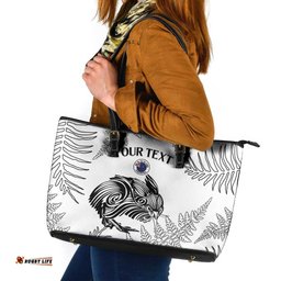 Custom New Zealand Kiwi Football Leather Tote Bag Aotearoa Silver Fern LT14