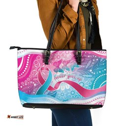 Australia Hereditary Cancer Awareness Leather Tote Bag Never Give Up LT05