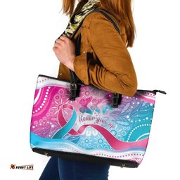 Australia Hereditary Cancer Awareness Leather Tote Bag Never Give Up LT05