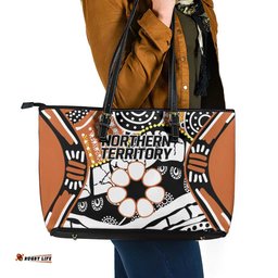 Australian Northern Territory Leather Tote Bag Aboriginal with Sturt's Desert Rose LT9