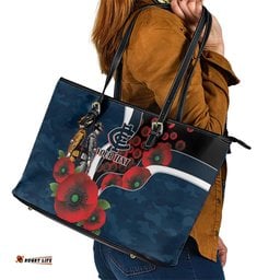 Carlton Blues ANZAC Personalised Leather Tote Bag Lest We Forget Poppy Camo LT9