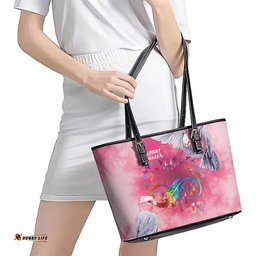 Australia Fight Cancer In All Colors Leather Tote Bag Galah Pink Tie Dye LT7