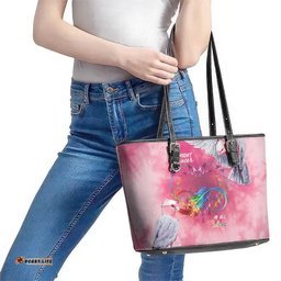 Australia Fight Cancer In All Colors Leather Tote Bag Galah Pink Tie Dye LT7