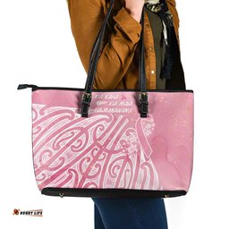 Breast Cancer Awareness Maori Leather Tote Bag Kia Kaha Kia Maia Kia Manawanui LT7