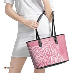 Breast Cancer Awareness Maori Leather Tote Bag Kia Kaha Kia Maia Kia Manawanui LT7