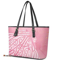 Breast Cancer Awareness Maori Leather Tote Bag Kia Kaha Kia Maia Kia Manawanui LT7