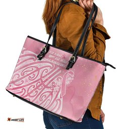 Breast Cancer Awareness Maori Leather Tote Bag Kia Kaha Kia Maia Kia Manawanui LT7
