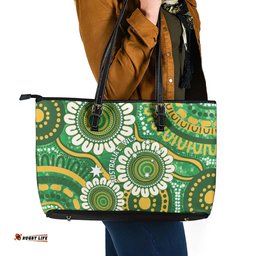 Bowls Australia Leather Tote Bag Aboriginal Art National Color LT14