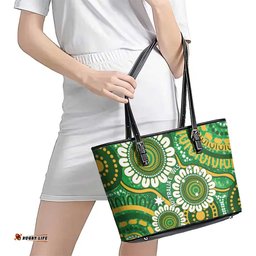 Bowls Australia Leather Tote Bag Aboriginal Art National Color LT14