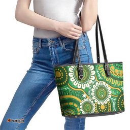 Bowls Australia Leather Tote Bag Aboriginal Art National Color LT14