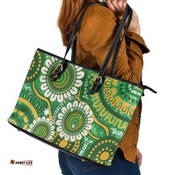 Bowls Australia Leather Tote Bag Aboriginal Art National Color LT14