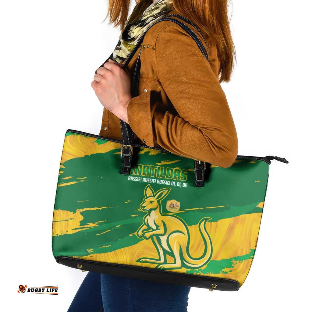 Australia Soccer Leather Tote Bag 2025 Go Matildas Marble Grunge Style LT14