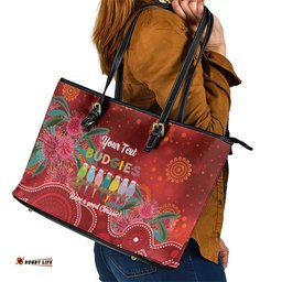 Australia Budgerigar Christmas Personalised Leather Tote Bag Budgies Hakea Have A Good Chrissie LT14