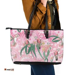 Australia Galah Aboriginal Leather Tote Bag Breast Cancer Awareness LT7