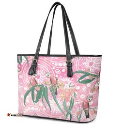 Australia Galah Aboriginal Leather Tote Bag Breast Cancer Awareness LT7