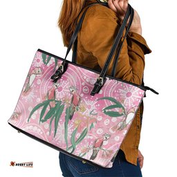 Australia Galah Aboriginal Leather Tote Bag Breast Cancer Awareness LT7